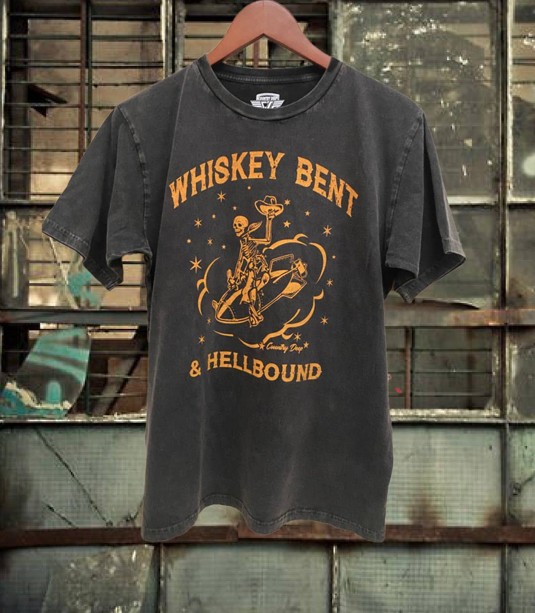 Whiskey Bent Hellbound Acid Wash Relaxed Tee