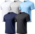 5 Packs Men's UPF 50+ Sun Protection T-Shirts Workout Fishing Swimming Rash Guard Fast Dry Breathable Shirt