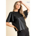 /Size Xl/ Faux Leather Scallop Hem Top Unisex T-shirt, Sweatshirt, Hoodie, Long Sleeve Tee