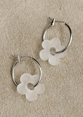 Sarita Floral Hoop Earrings in Silver