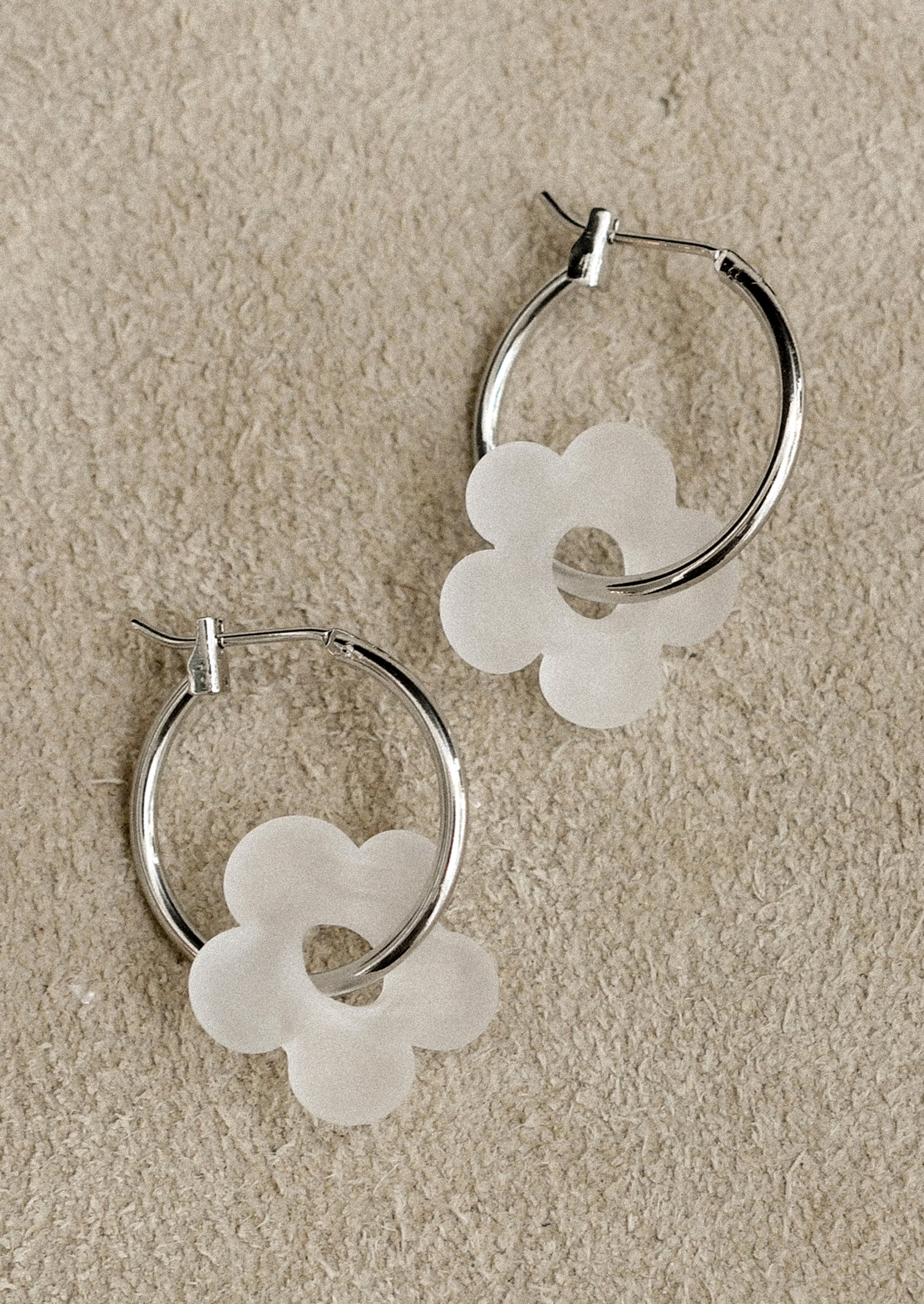 Sarita Floral Hoop Earrings in Silver