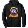 Men's a cat in space wearing an astronaut helmet, combining whimsy and cosmic adventure Graphic Hoodie/Graphic T-Shirt - Regular Fit | Soft & Breathable Fabric, Durable Print, Everyday Comfort, Machine Washable, vibrant and colorful digital art with a pop