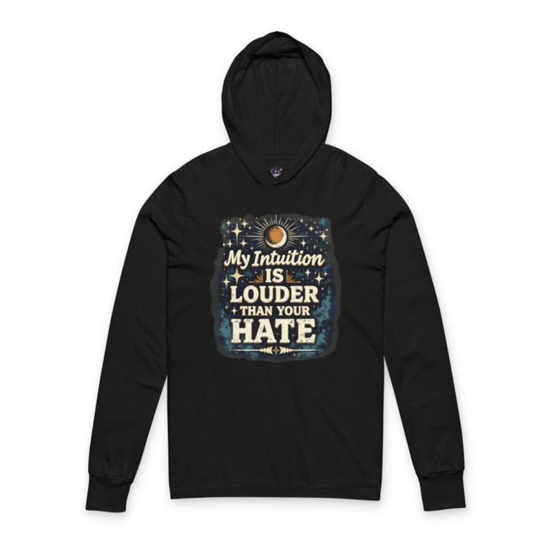 Men's self-confidence and inner strength, emphasizing intuition over negativity Graphic Hoodie - Cotton Blend Long Sleeve Pullover Regular Fit | Soft & Breathable Fabric, Durable Print, Everyday Comfort, Machine Washable, inspirational and cosmic-themed