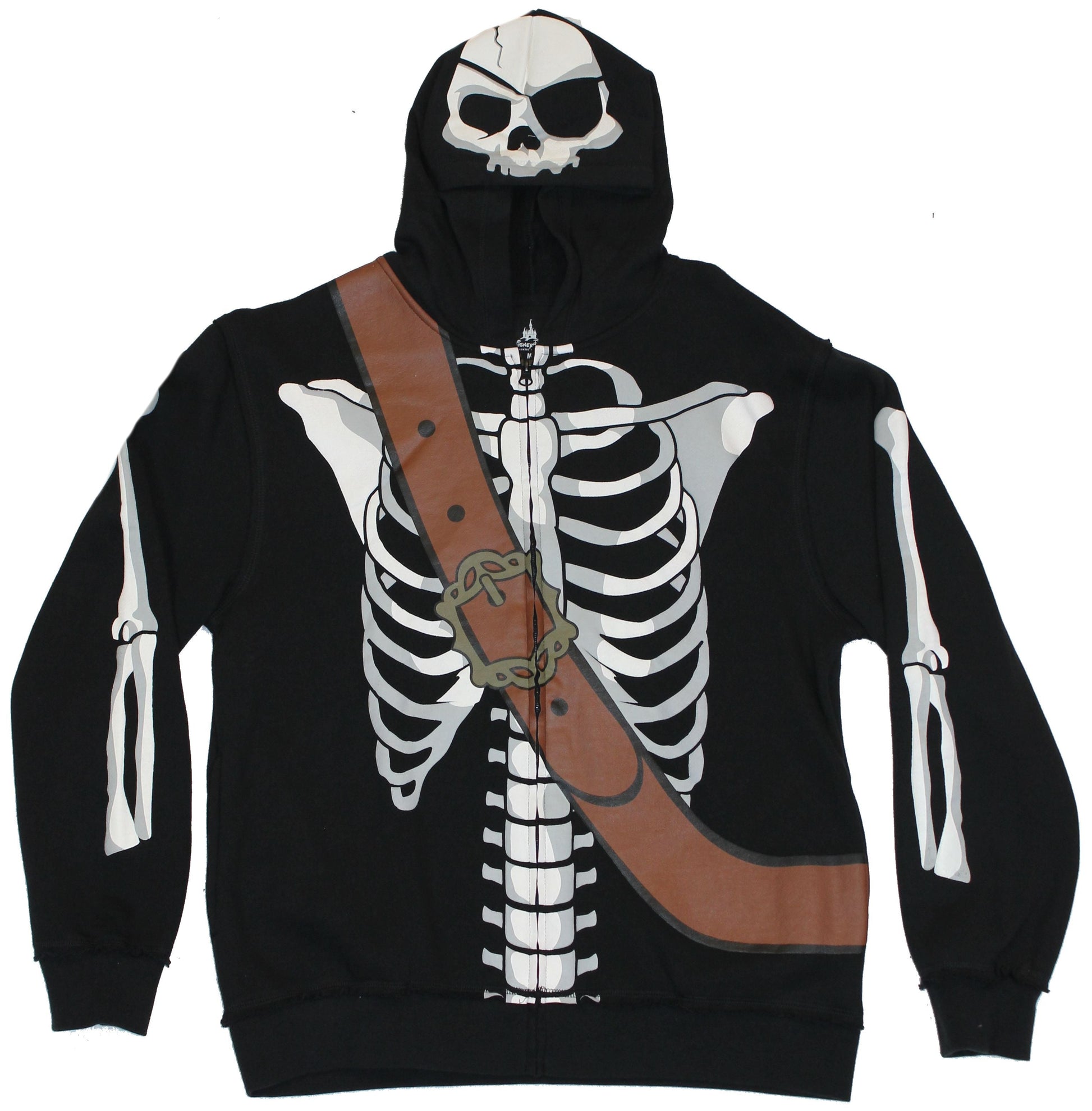 Pirates of the Caribbean Hoodie Sweatshirt - Pirate Skeleton Front w Skull Hood