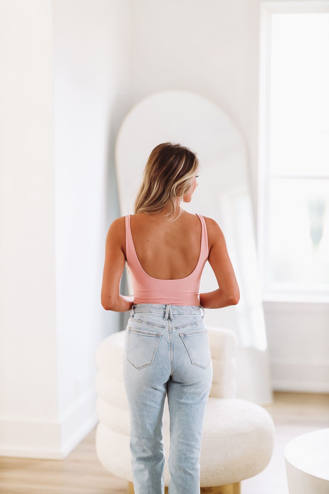 Snatched Tank Bodysuit - Rose