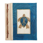 Blue Natural Fiber Turtle-Motif Journal 'Tortoise Thoughts in Blue'