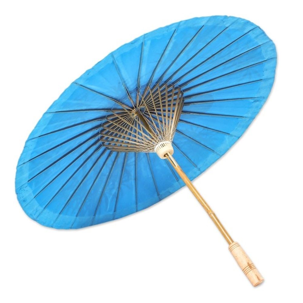 Hand-Painted Bamboo Motif Paper Parasol from Thailand 'Bamboo Sunset'