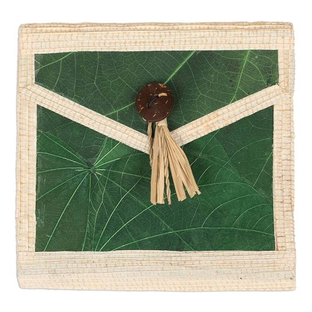 Eco-Friendly 35-Page Natural Fiber Notebook in Green 'My Green Journey'