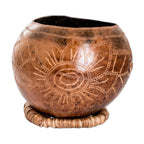Hand-Carved Sunflower-Themed Dried Gourd Decorative Accent 'Sunflower Essence'