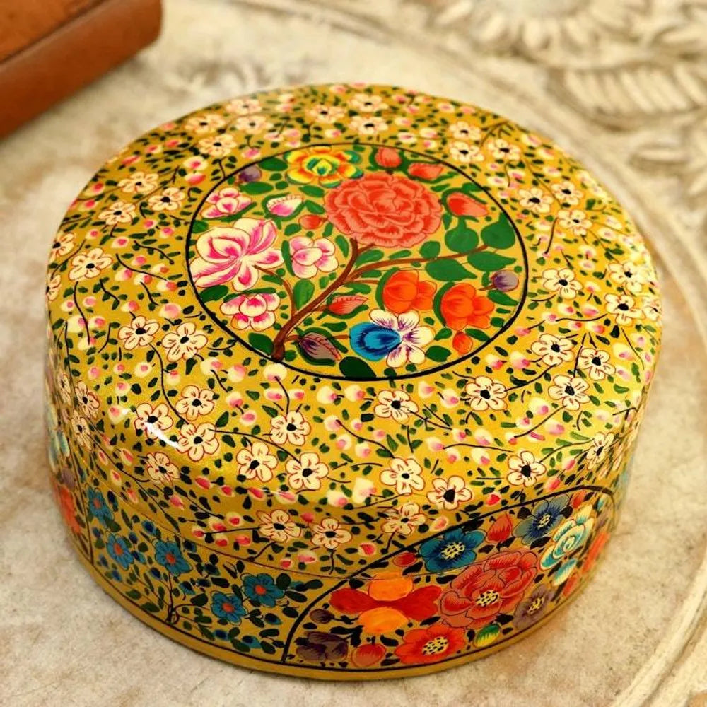 Floral Decorative Papier Mache Box from India 'Kashmir Blooms'
