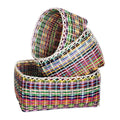 Set of 3 Eco-Friendly Handwoven Colorful Nesting Baskets 'Sustainable Organization'