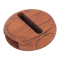 Round Teakwood Phone Speaker Hand-Carved in Thailand 'Dorayaki'