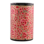 Round Pink and Golden Wood and Papier Mache Pen Holder 'Springtime Pink'