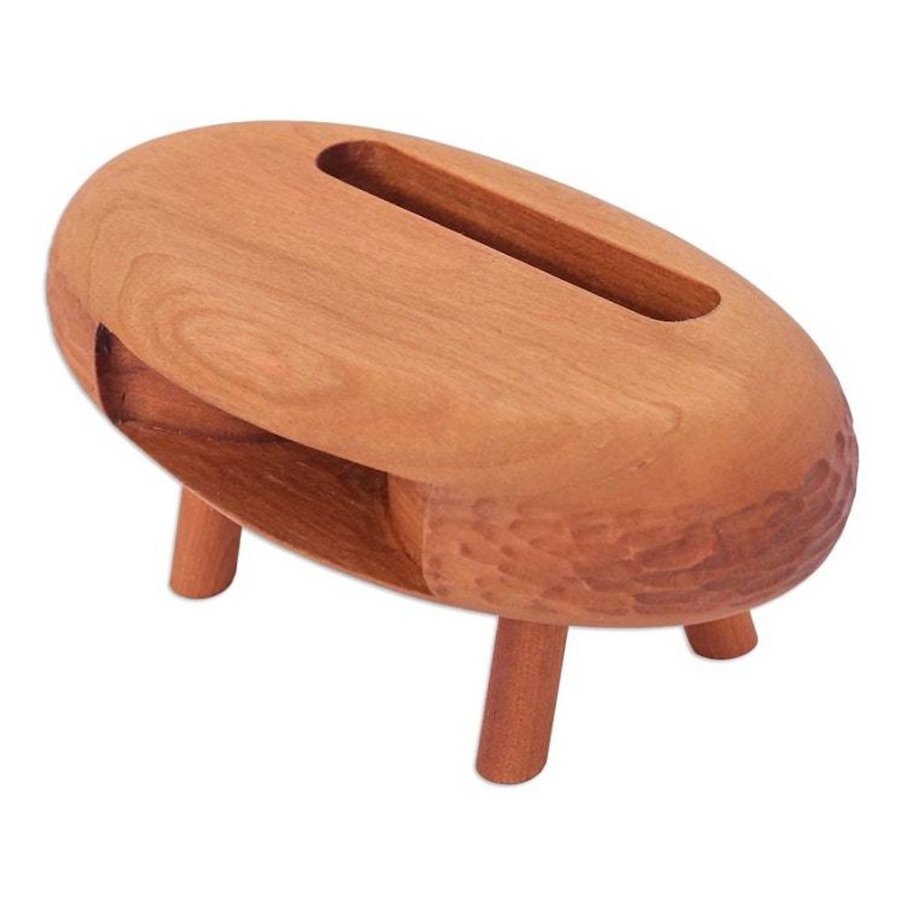 Hand-Carved Ovoid Teak Wood Phone Speaker from Thailand 'Ovoid Traces'