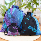 Balinese-Made Set of 3 Batik Patchwork Rayon Gift Pouches 'Nocturnal Fest'