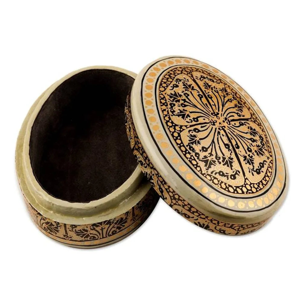Oval Wood and Papier Mache Decorative Box 'Srinagar Grandeur'