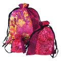 Upcycled Set of 3 Red and Pink Batik Patchwork Gift Pouches 'Flaming Joy'