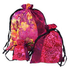 Upcycled Set of 3 Red and Pink Batik Patchwork Gift Pouches 'Flaming Joy'
