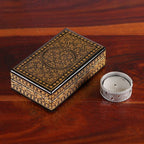 Blue Gold Papier Mache Wood Decorative Box with Floral Theme 'Valley Splendor'