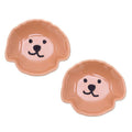 Poodle Puppy-Themed Glazed Ceramic Catchall Pair in Brown 'Poodle Tenderness'