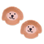 Poodle Puppy-Themed Glazed Ceramic Catchall Pair in Brown 'Poodle Tenderness'
