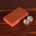 Red Gold Rectangular Papier Mache Wood Leaf Decorative Box 'Golden Vine'