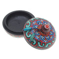 Traditional Thai Mango Wood Decorative Box in Red and Green 'Floral Marvel in Green'