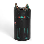 Cat-Themed Ceramic Decorative Vase Utensil and Pen Holder 'Petite Black Feline Organizer'