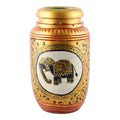 Classic Elephant-Themed Golden Kadam Wood Pen Holder 'Glory of the Jungle'
