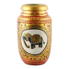 Classic Elephant-Themed Golden Kadam Wood Pen Holder 'Glory of the Jungle'
