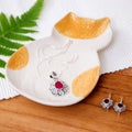 Abstract Cat-Themed Textured Glazed Ceramic Catchall 'Classy Cat'