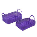 Two Recycled Handwoven Baskets in Purple from Guatemala 'Home Warmth in Regal Purple'