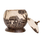 Handmade Round Dried Gourd Caribbean Town Decorative Accent 'Caribbean Landscape'