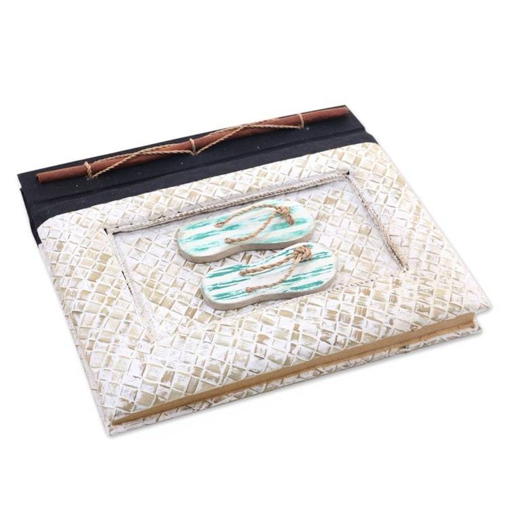 Balinese 50-page Rice Paper Journal with Natural Fiber Cover 'The Path Is Green'