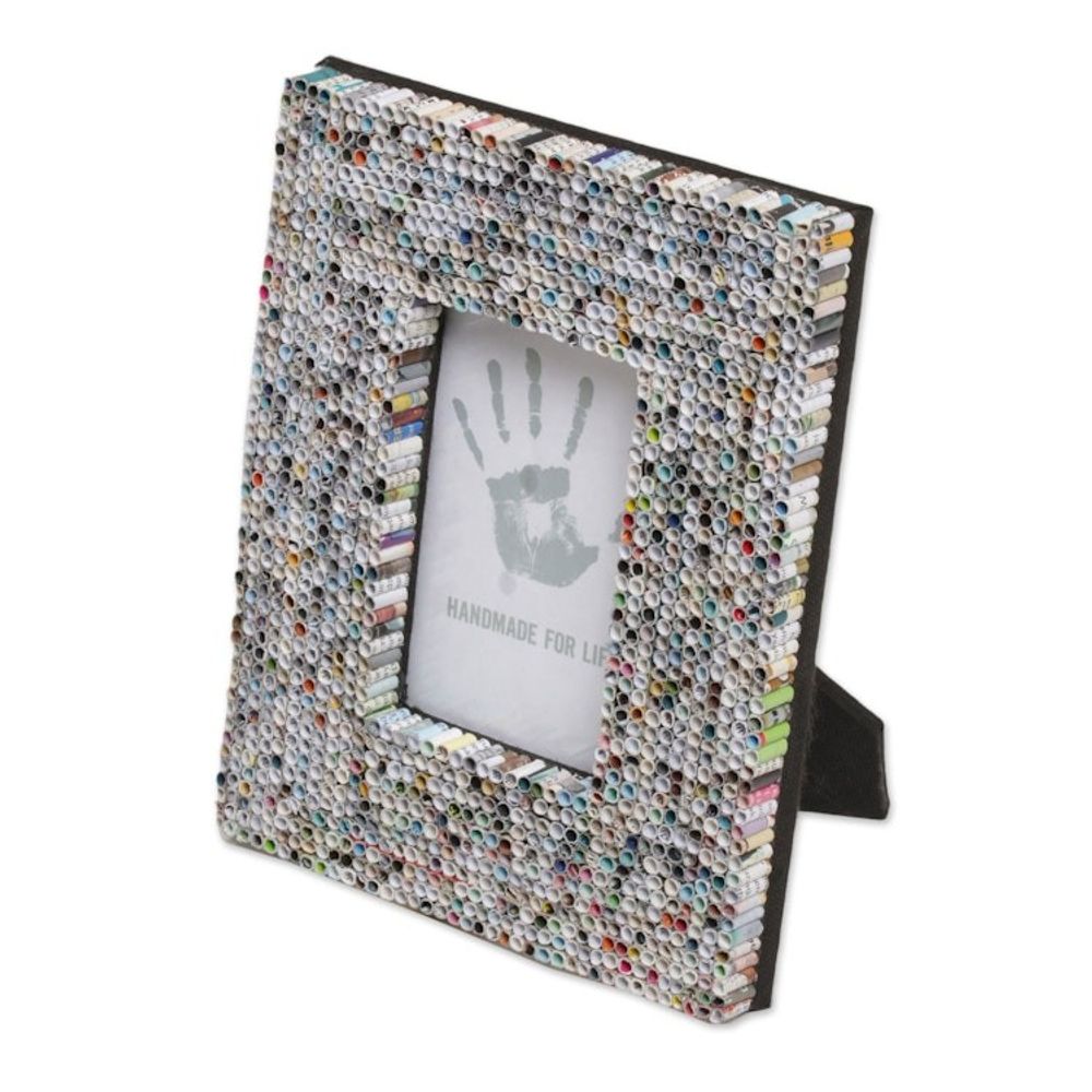 Recycled Paper Multicolored Photo Frame from Bali 3x5 'Straw Memories'