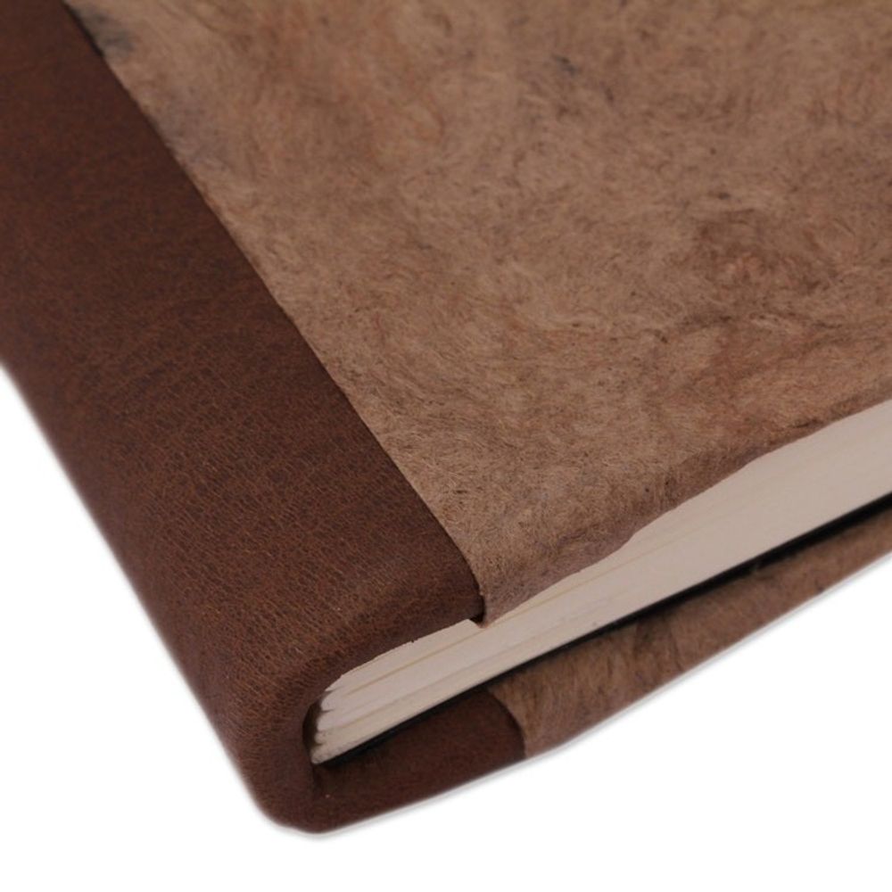Leather Accent Recycled Paper Journal in Brown from Mexico 'Cherished Memories'