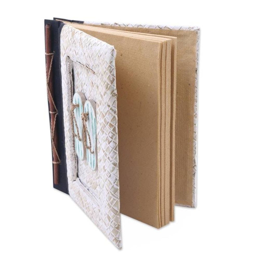 Balinese 50-page Rice Paper Journal with Natural Fiber Cover 'The Path Is Green'