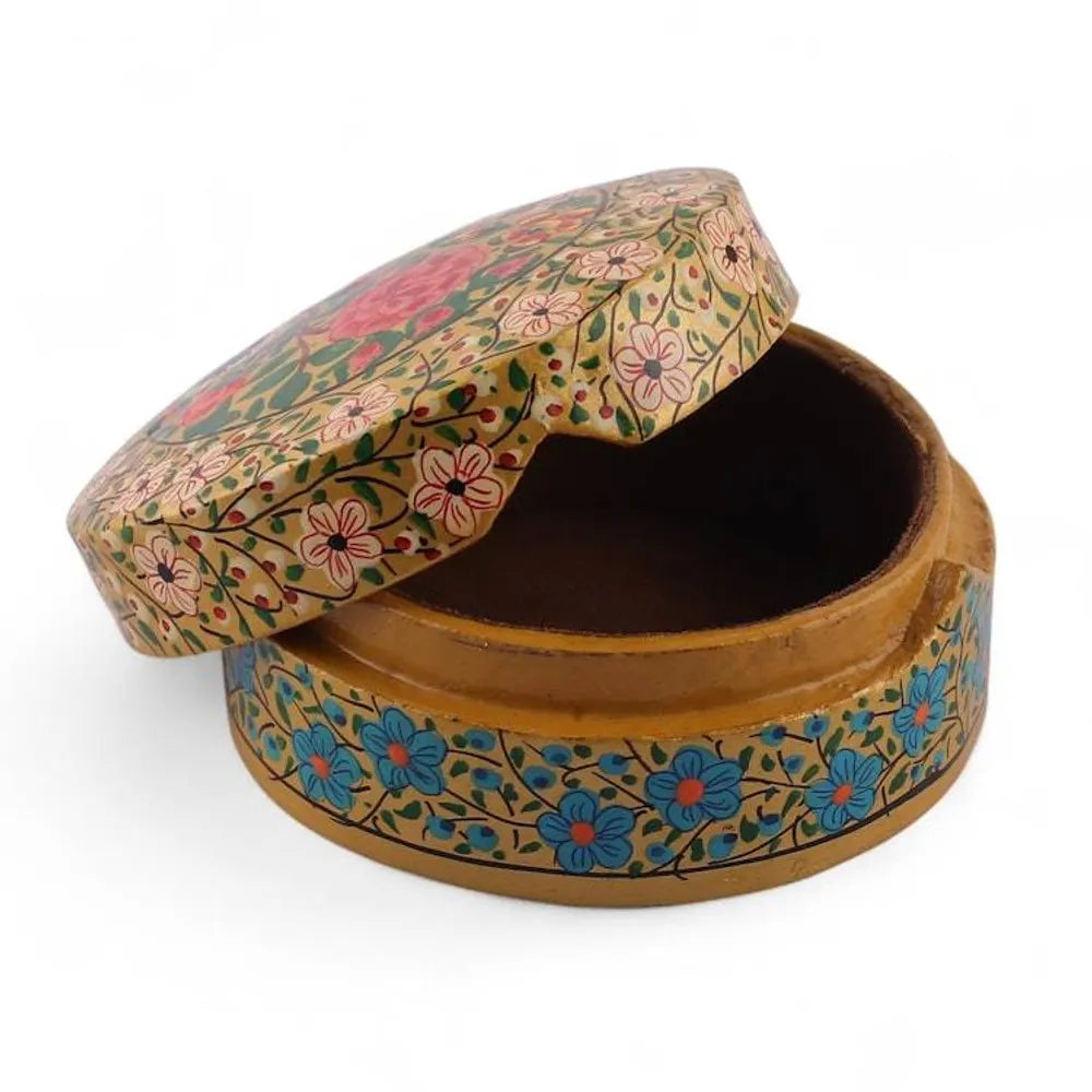 Baroque-Inspired Floral Papier Mache Decorative Box Small 'The Oval Spring'