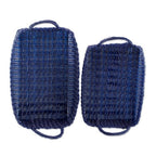 Pair of Handwoven Navy Baskets from Guatemala 'Home Warmth in Navy'