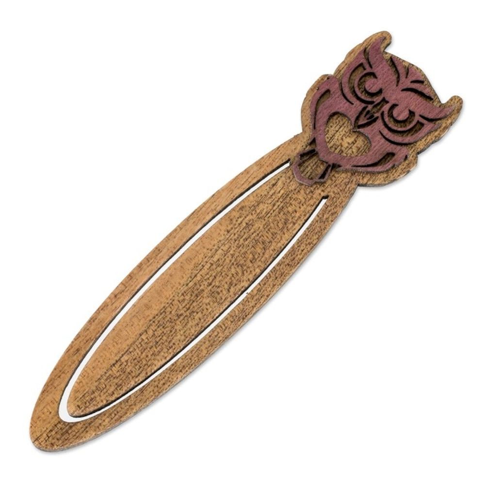 Handcrafted Recycled Teak Wise Owl Theme Bookmark 'Wisdom of the Owl'