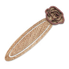 Handcrafted Recycled Teak Floral Rose Theme Bookmark 'Blossoming Rose'