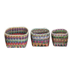 Set of 3 Eco-Friendly Handwoven Colorful Nesting Baskets 'Sustainable Organization'
