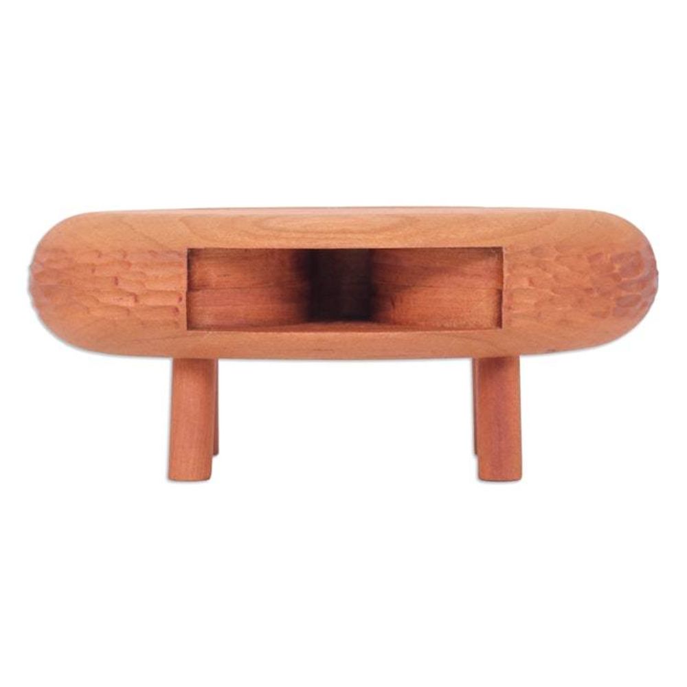 Hand-Carved Ovoid Teak Wood Phone Speaker from Thailand 'Ovoid Traces'