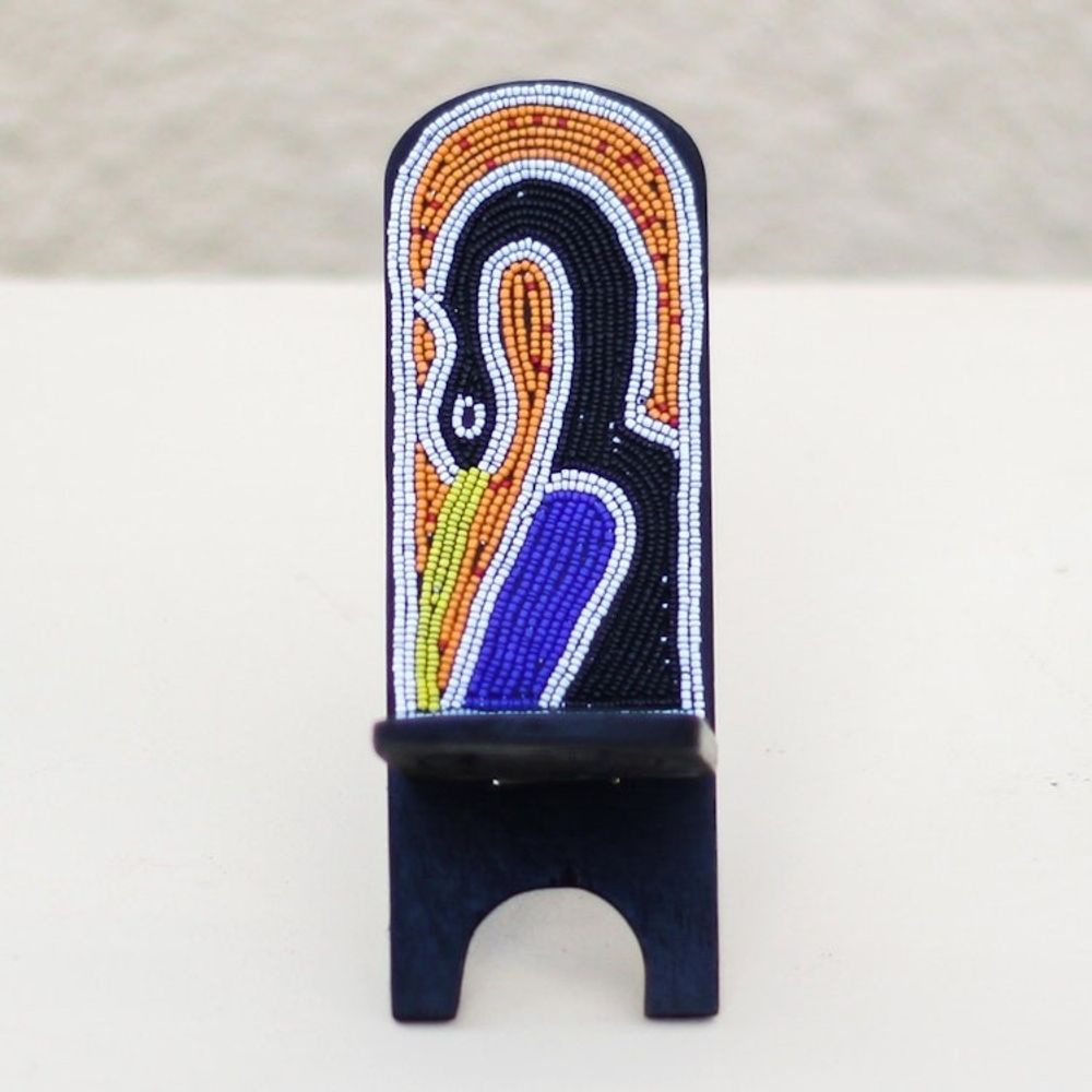 Recycled Plastic Beaded Sese Wood Sankofa Decorative Chair 'Eco Sankofa'