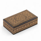 Blue Gold Papier Mache Wood Decorative Box with Floral Theme 'Valley Splendor'