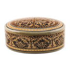 Oval Wood and Papier Mache Decorative Box 'Srinagar Grandeur'