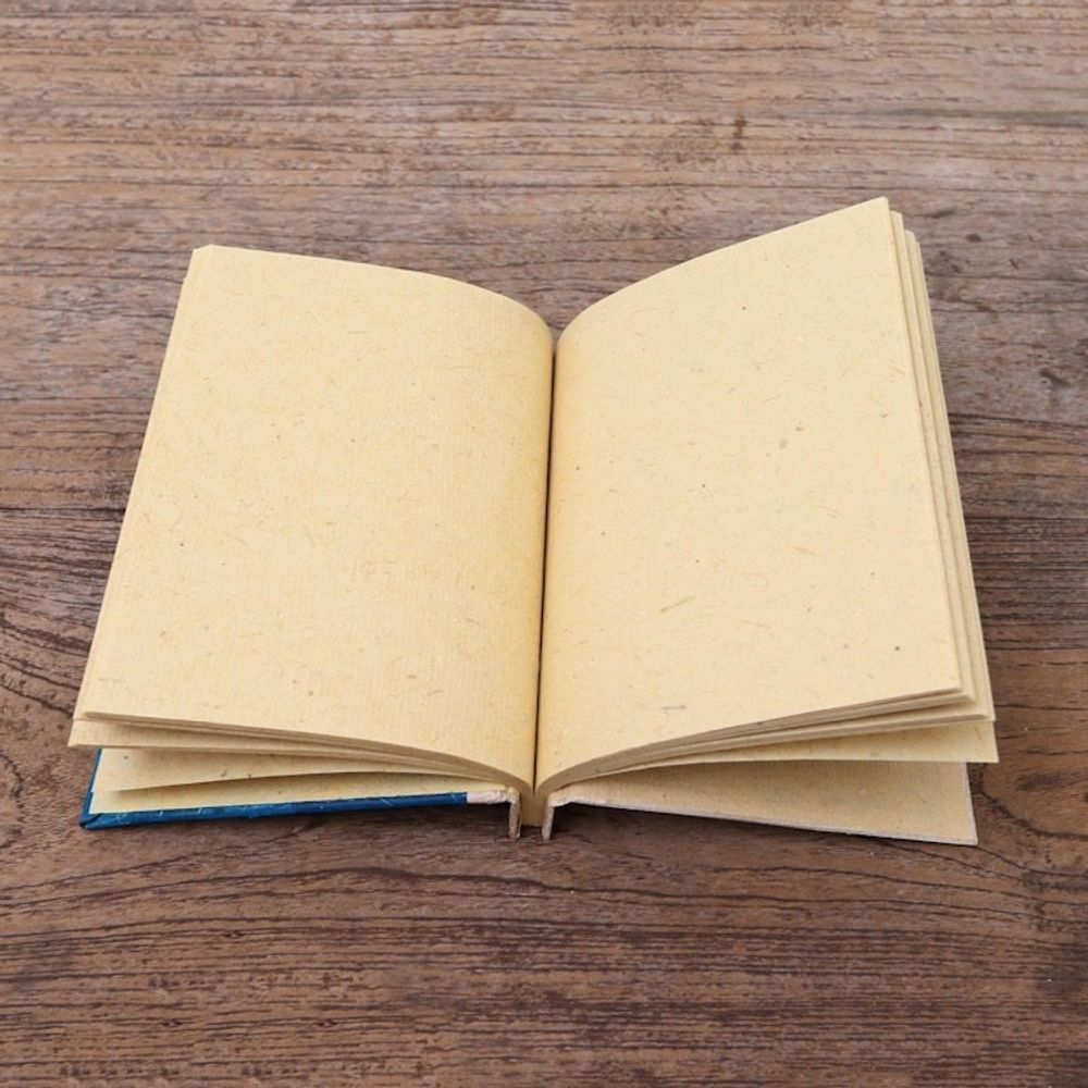 Blue Natural Fiber Turtle-Motif Journal 'Tortoise Thoughts in Blue'