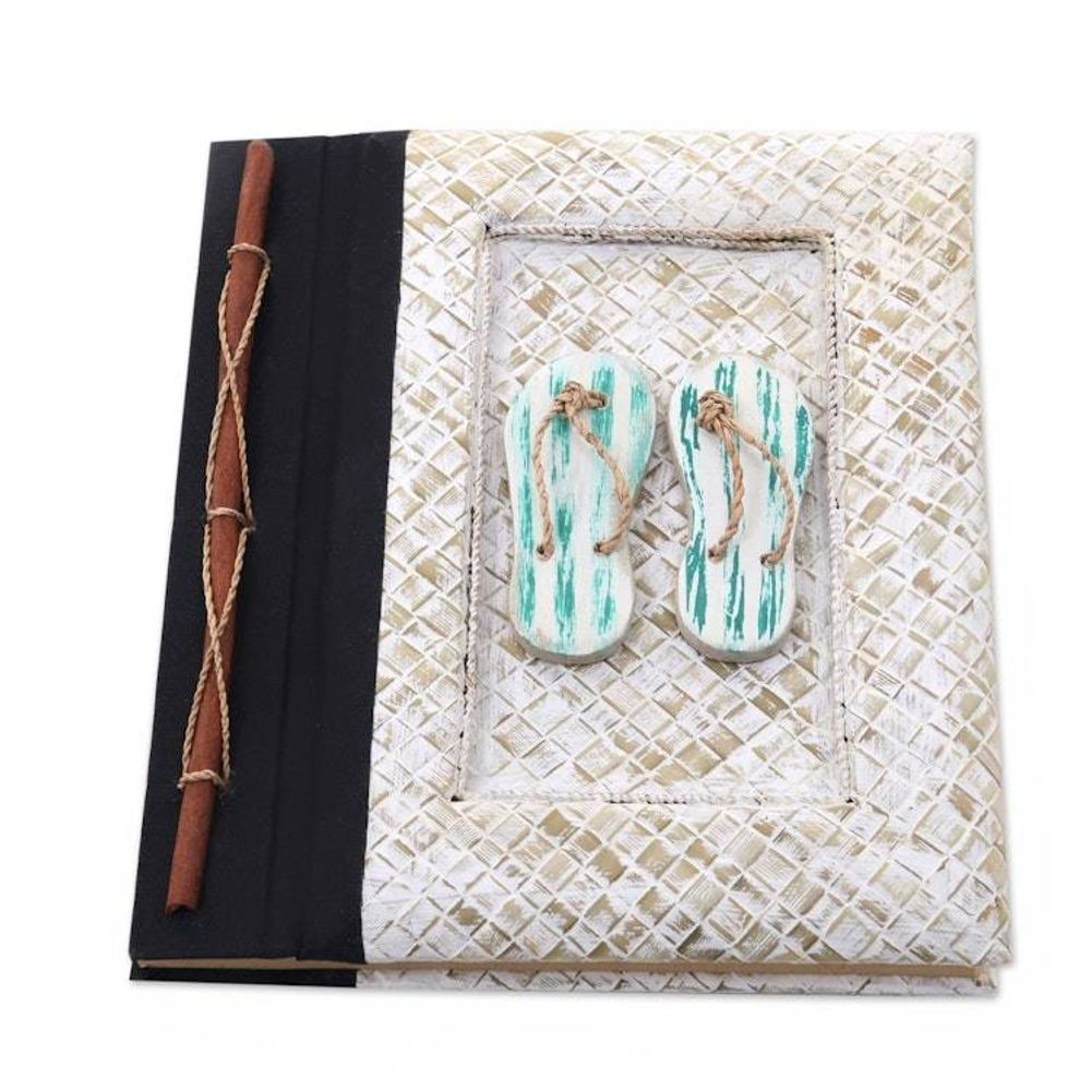 Balinese 50-page Rice Paper Journal with Natural Fiber Cover 'The Path Is Green'