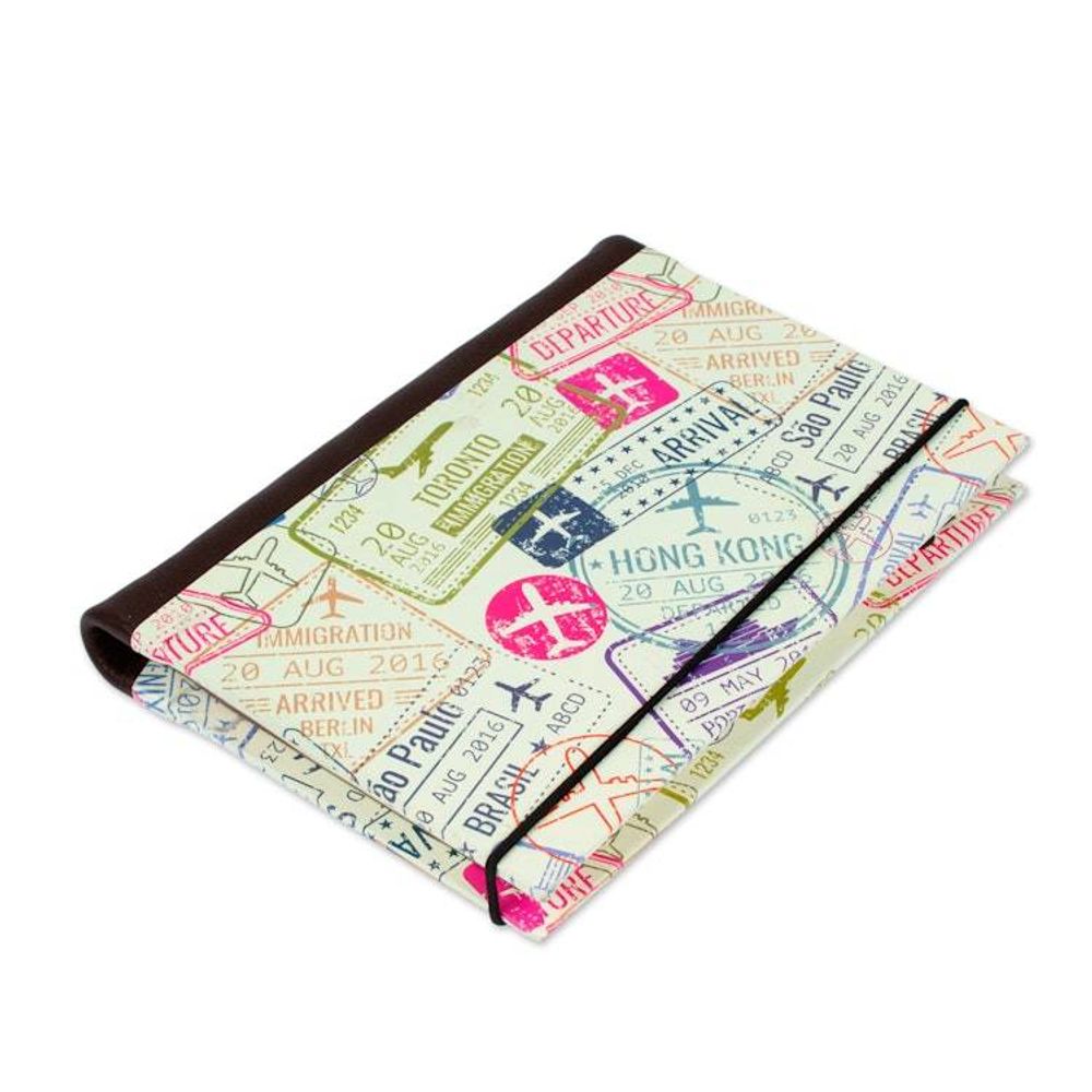 Recycled Paper Handmade Journal with Passport Stamps 'Passport Stamps'