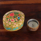Baroque-Inspired Floral Papier Mache Decorative Box Small 'The Oval Spring'